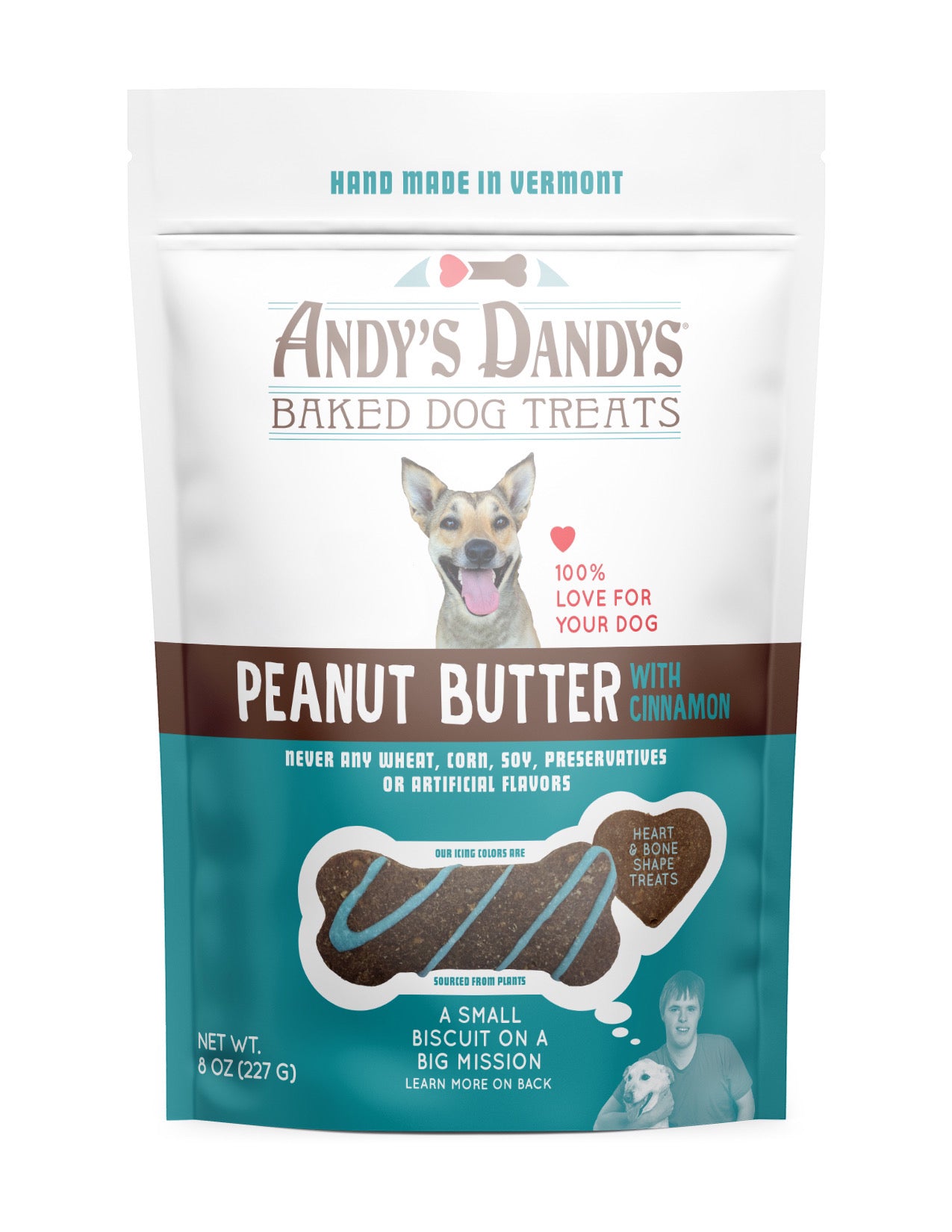 Peanut Butter with Cinnamon Mini Bones Hearts (8oz) – Andy's Dandys